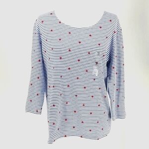 Karen Scott 3/4 Sleeve Heart Top